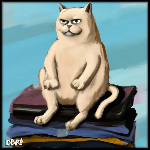 A grumpy cat sitting on a pile of clothes