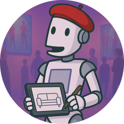 Smudge portrait: a robot in a red beret